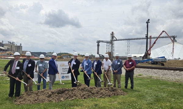 Mount Vernon port’s largest project in 20 years will triple soybean handling capacity. Photo credit: Ports of Indiana.