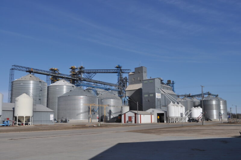 Ground-level view of the branch elevator at Beltrami, MN, now with 3 million bushels of storage built in 2017.