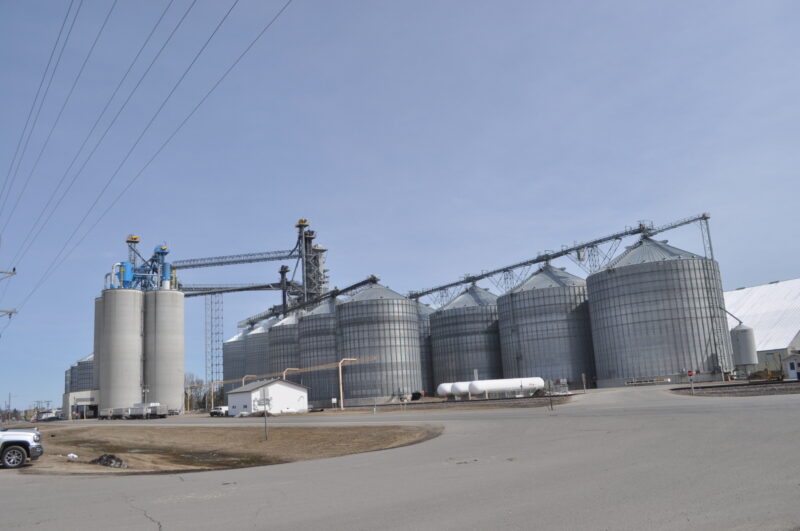 Above, ground-level view of the cooperative’s headquarters elevator in Ulen, MN, now with over 7 million bushels of storage.