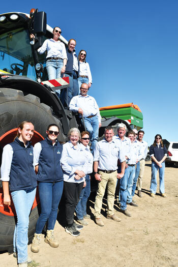 The SFS team celebrating 30 years at its 2025 AgriFocus event. Top L–R: Greta Duff, Grace Evans, Ashley Amourgis. Middle: Ronald Buitendijk. Bottom L–R: Ella Johns, Jessie Wettenhall, Karen Haigh, Michelle McClure, Bret Ryan, Scott Chirnside, James Palmer, Max Wagner, Cameron Barr and Isabelle Fox. Image courtesy of Melissa Marino.