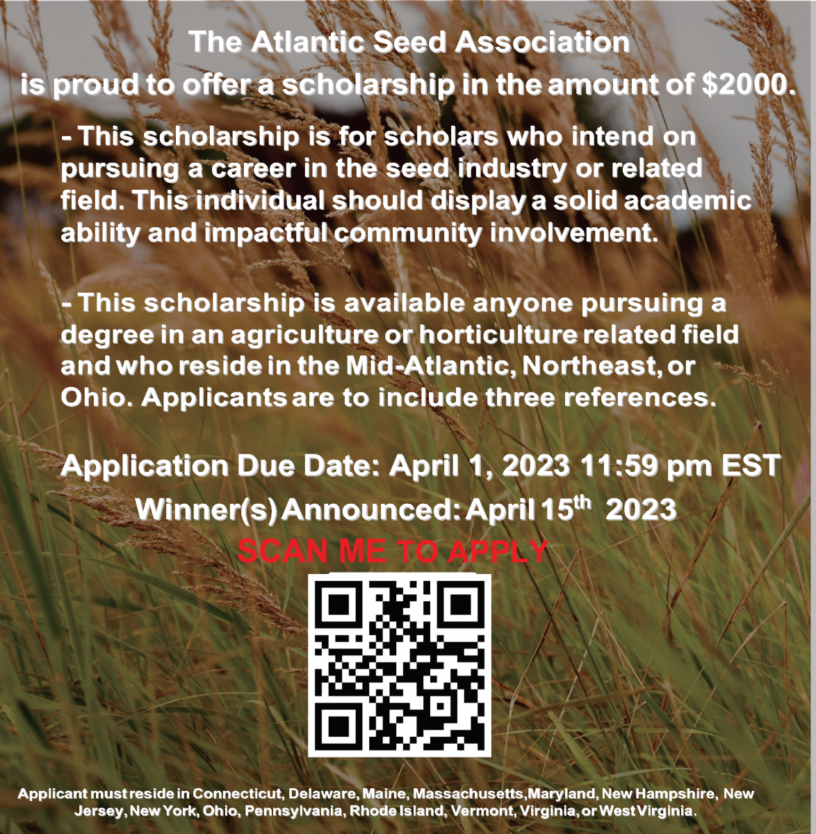 Atlantic Seed Association (ASA) 2023 Scholarship Application Now…