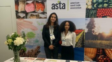 Undergraduate students Khushi Chawda, left, and Kianna Benitez attended the 63rd Vegetable and Flower Seed Conference, hosted by the American Seed Trade Association, in Monterey, Calif., in late January. They are students of Allen Van Deynze in the UC Davis Department of Plant Sciences. (Courtesy Kianna Benitez)