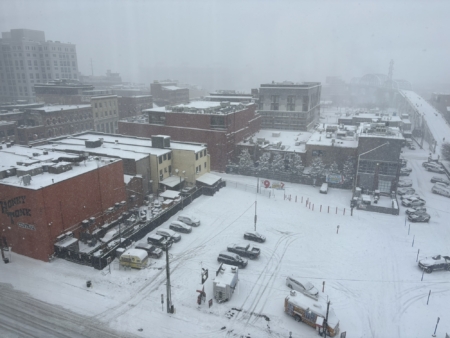 The view of downtown Nashville Jan. 15, where snow caused delays for those traveling to and from the convention.