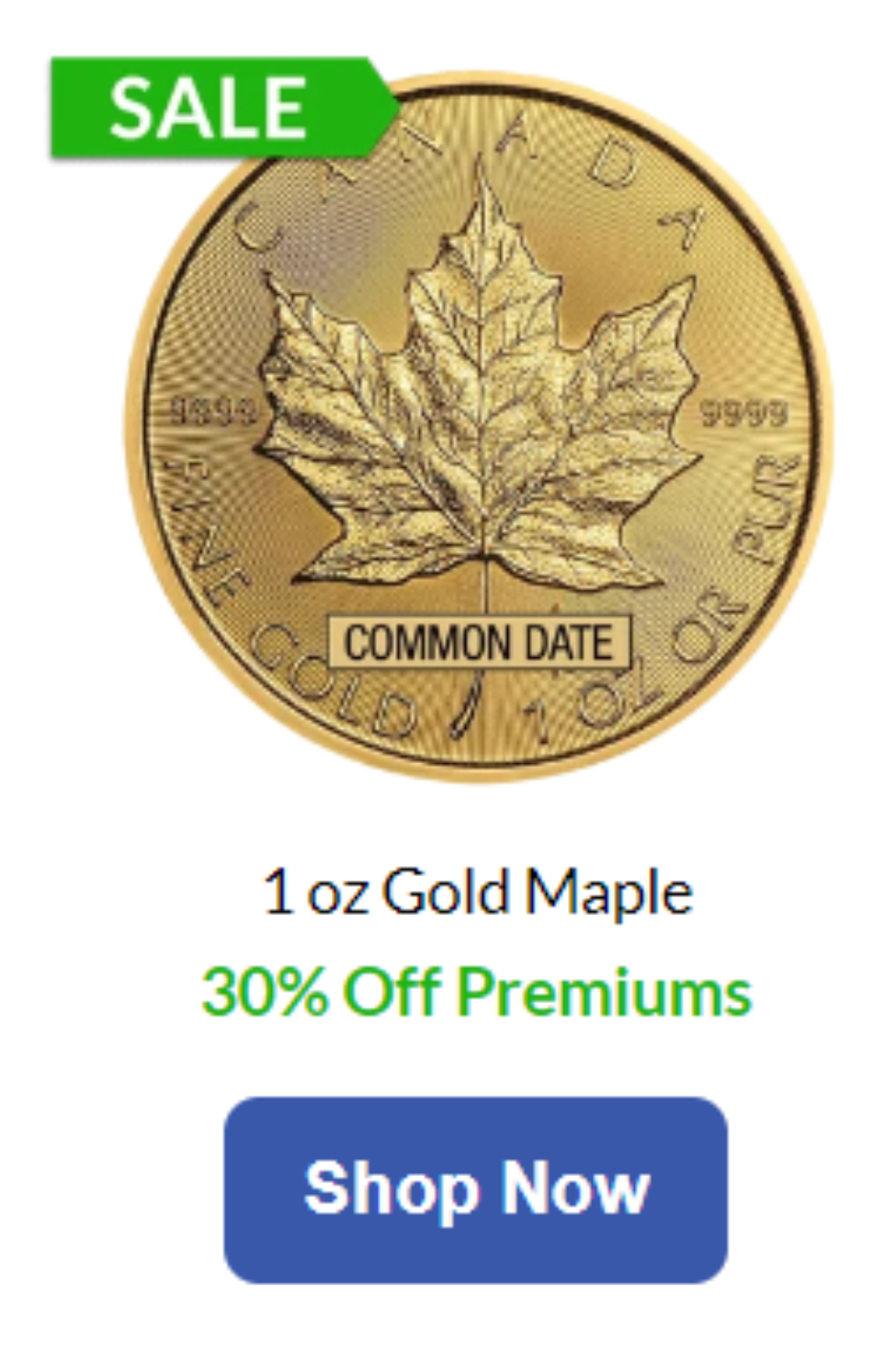 1 oz Canadian Gold Maple Leaf Coin (Common Date)