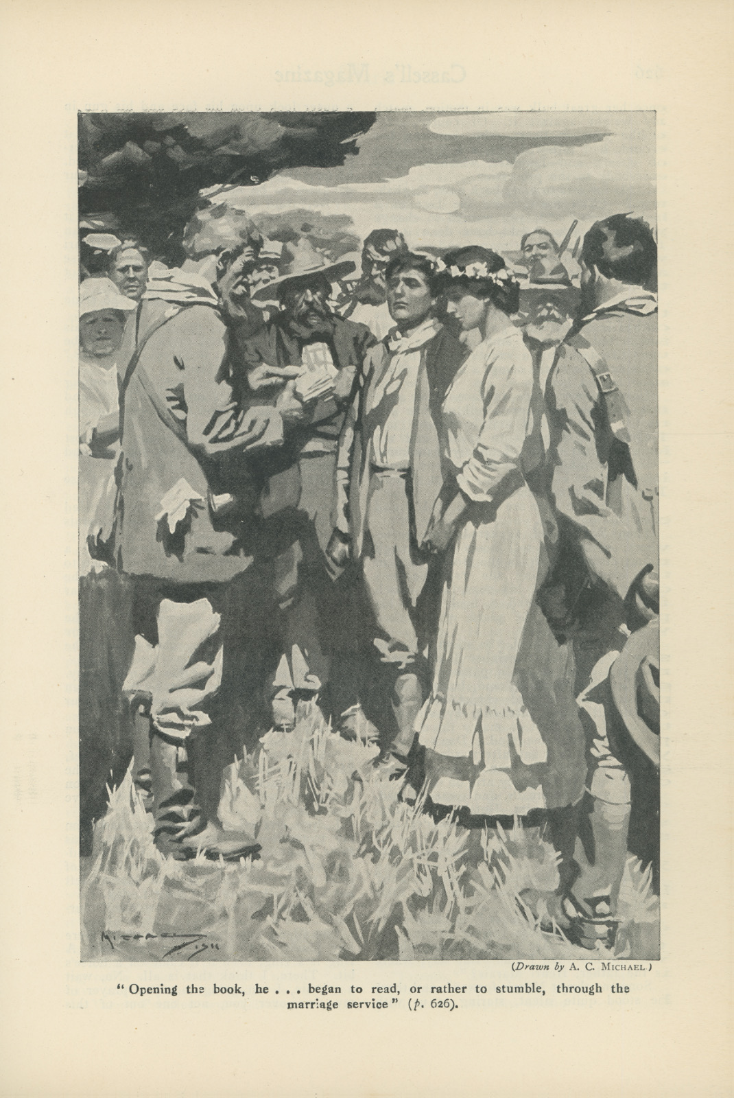 Opening the book, he... began to read, or, rather, to stumble, through the marriage service