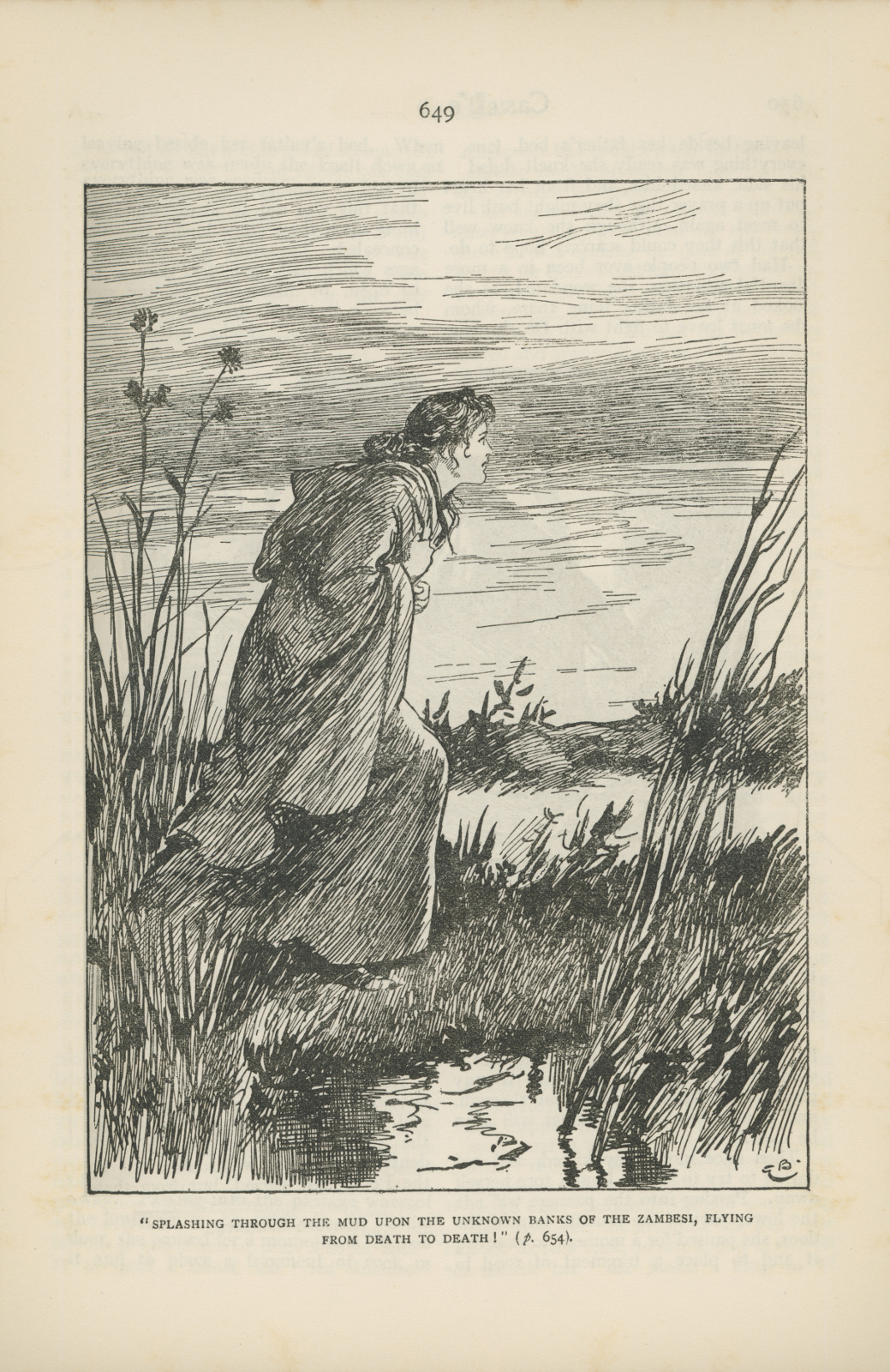 Splashing through the mud upon the unknown banks of the Zambesi, flying from death to death! Splashingthroughcassellsmagazine649