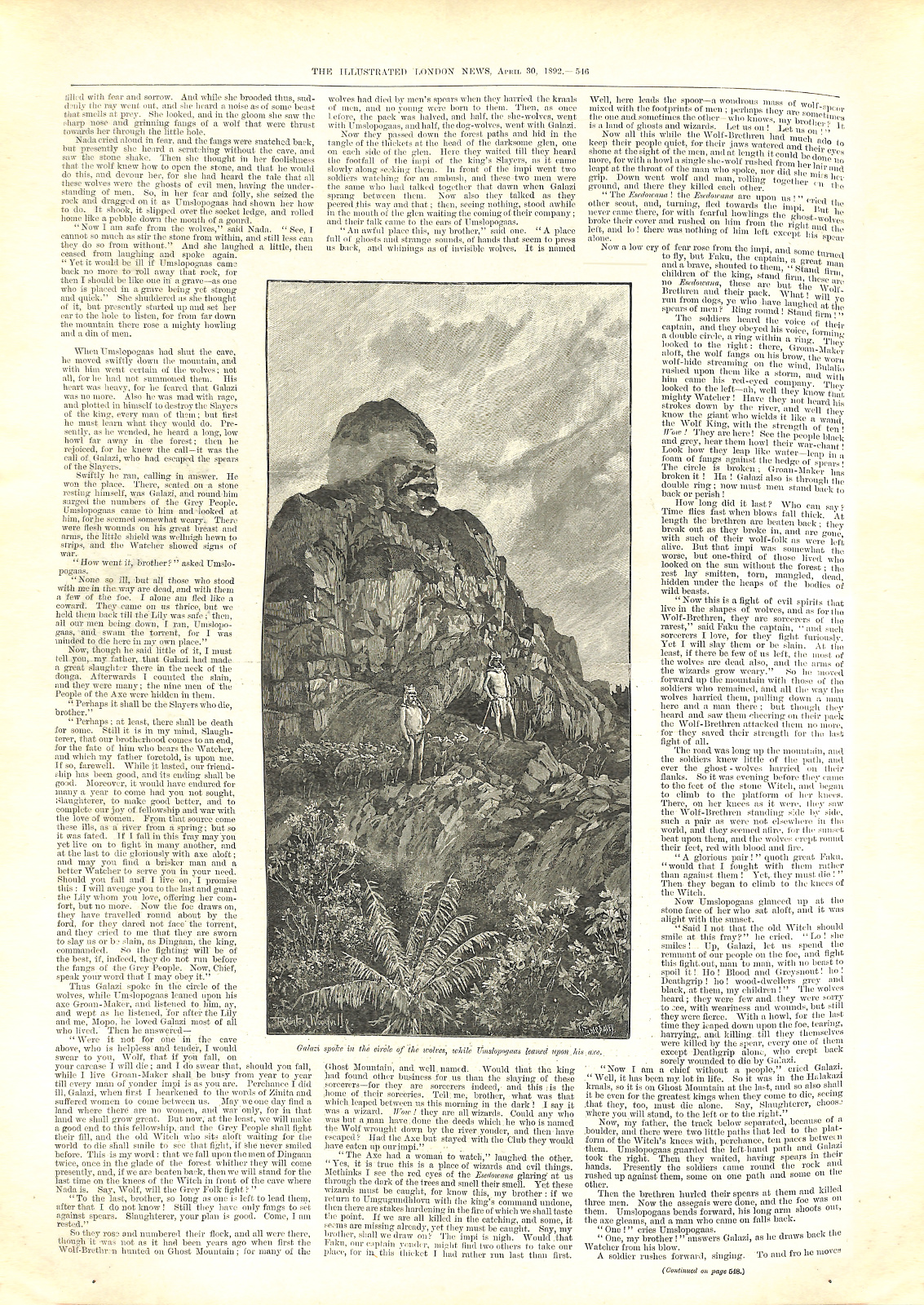 Galazi spoke in the circle of the wolves, while Umslopogaas leaned upon his axe