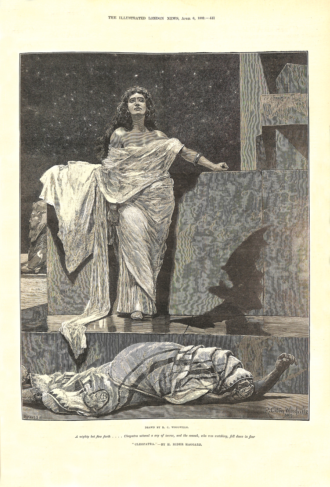 A mighty bat flew forth... Cleopatra uttered a cry of terror, and the eunuch, who was watching, fell down in fear Amightycleopatrailn431