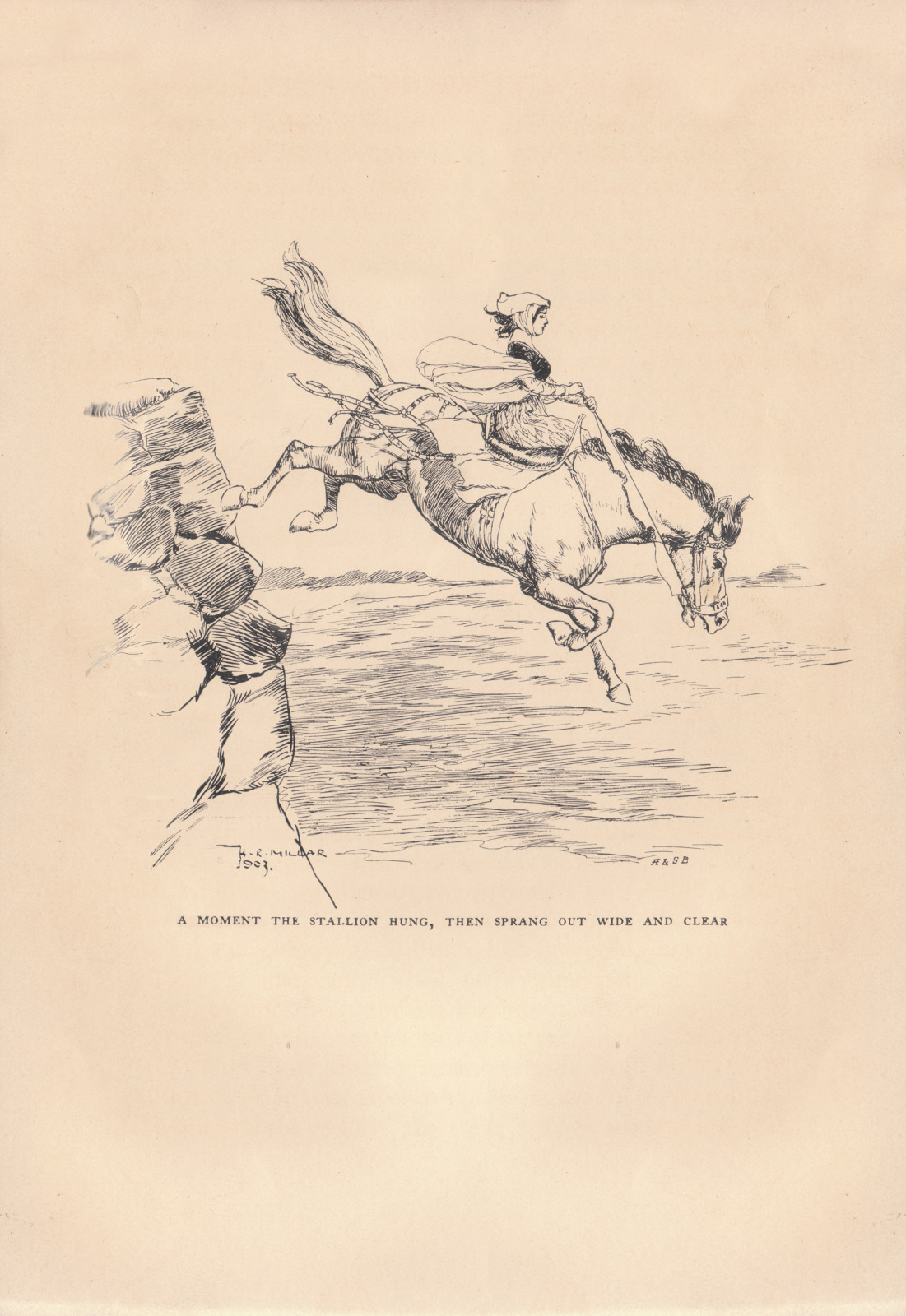 A moment the stallion hung, then sprang out wide and clear Amoment20