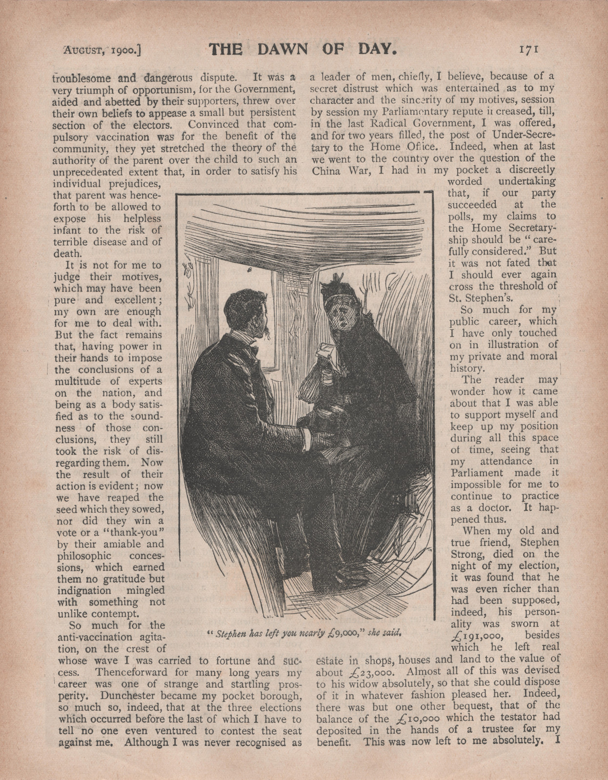 'Stephen has left you nearly £9,000,' she said