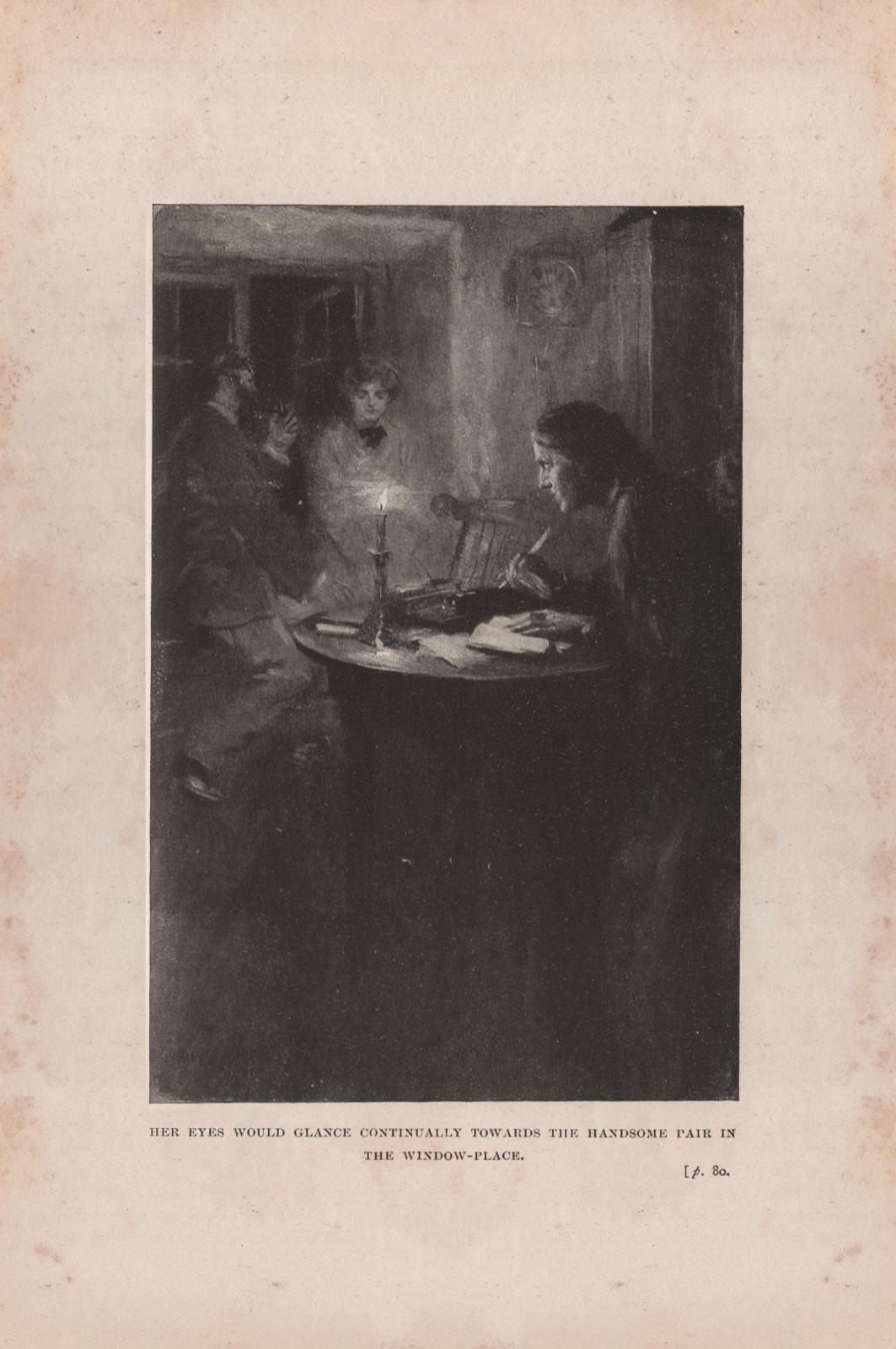 Her eyes would glance continually towards the handsome pair in the window-place Hereyesnewnes62