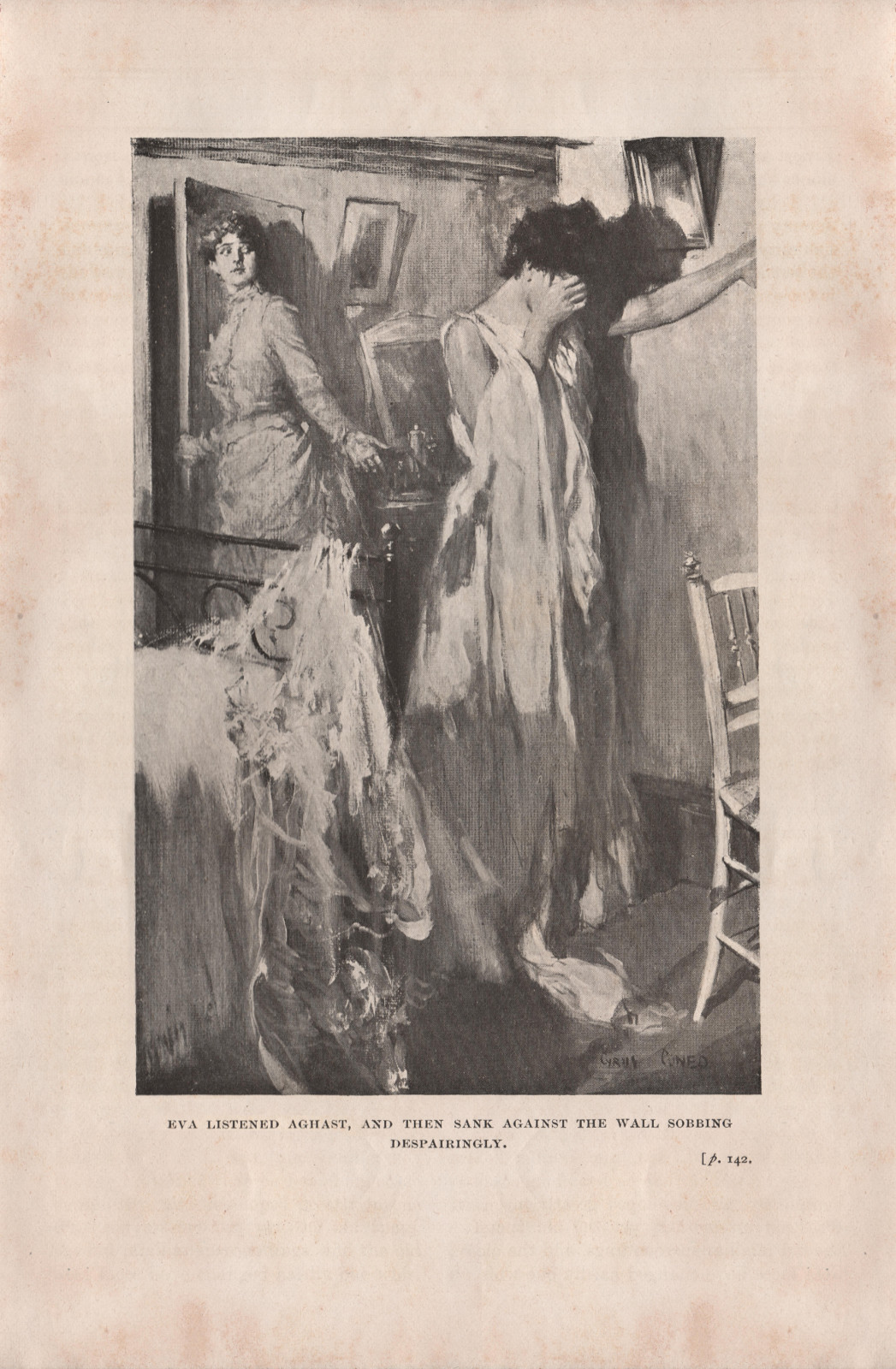 Eva listened aghast, and then sank against the wall sobbing despairingly Evalistenednewnes142