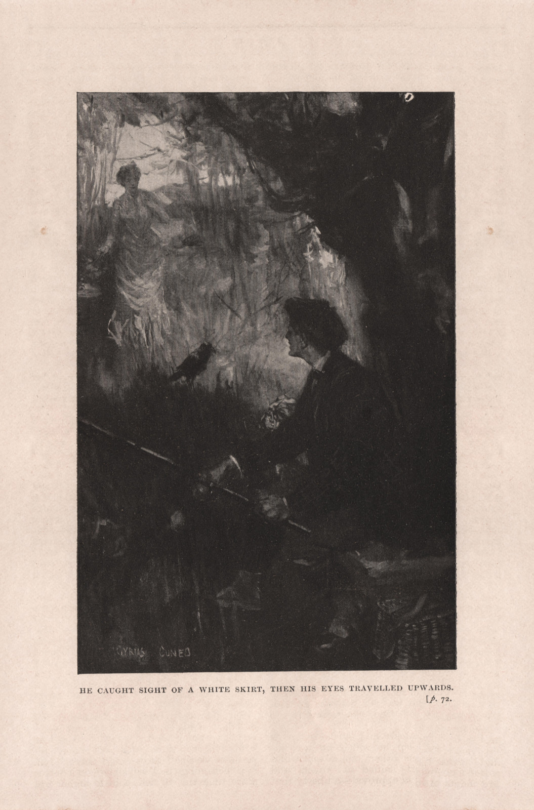 He caught sight of a white skirt, then his eyes travelled upwards