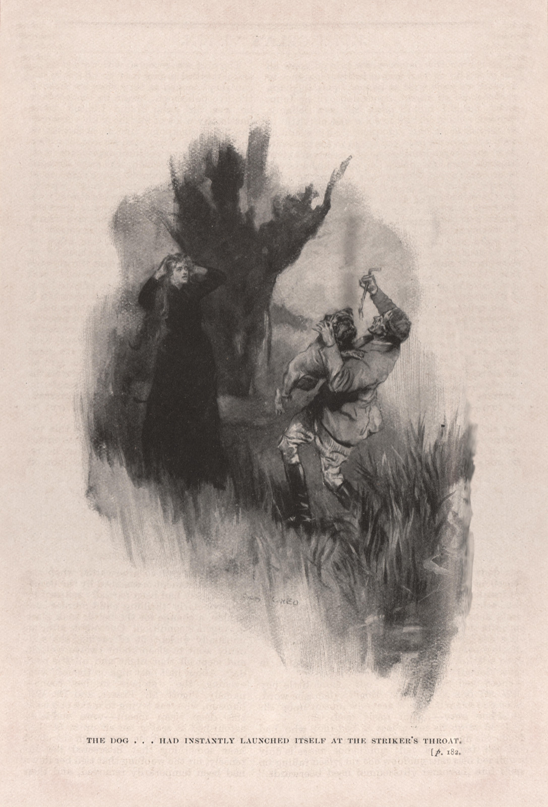 The dog... had instantly launched itself at the striker's throat