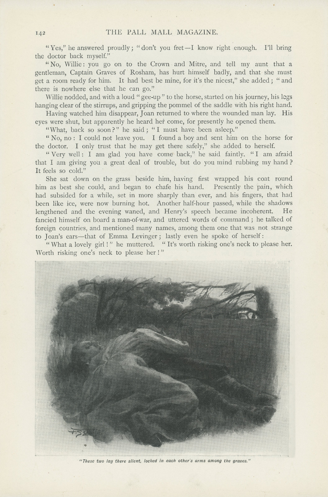 These two lay there silent, locked in each other's arms among the graves