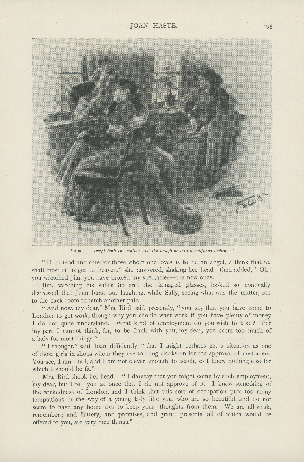 Jim... swept both the mother and the daughter into a confused embrace