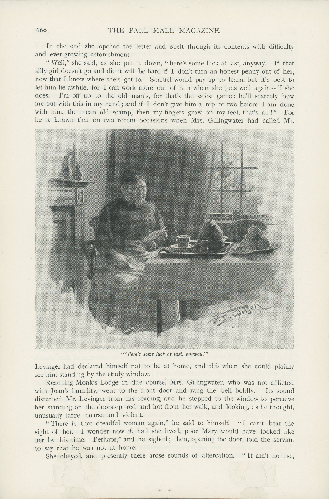 'Here's some luck at last, anyway'