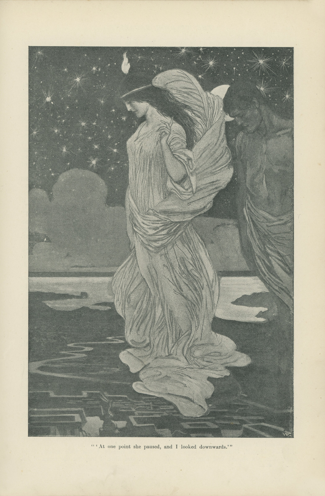 'At one point she paused, and looked downwards'