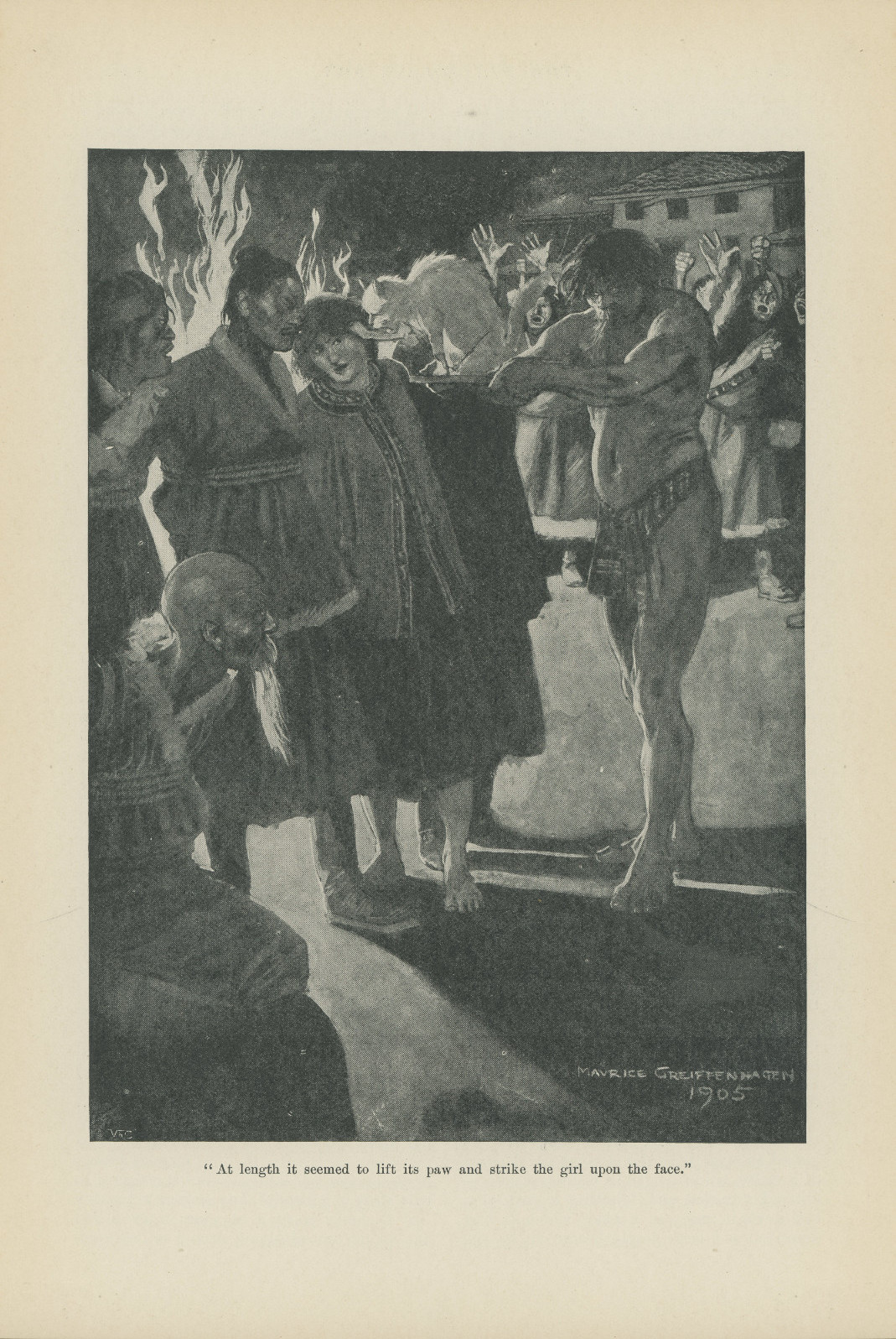 At length it seemed to lift its paw and strike the girl upon the face