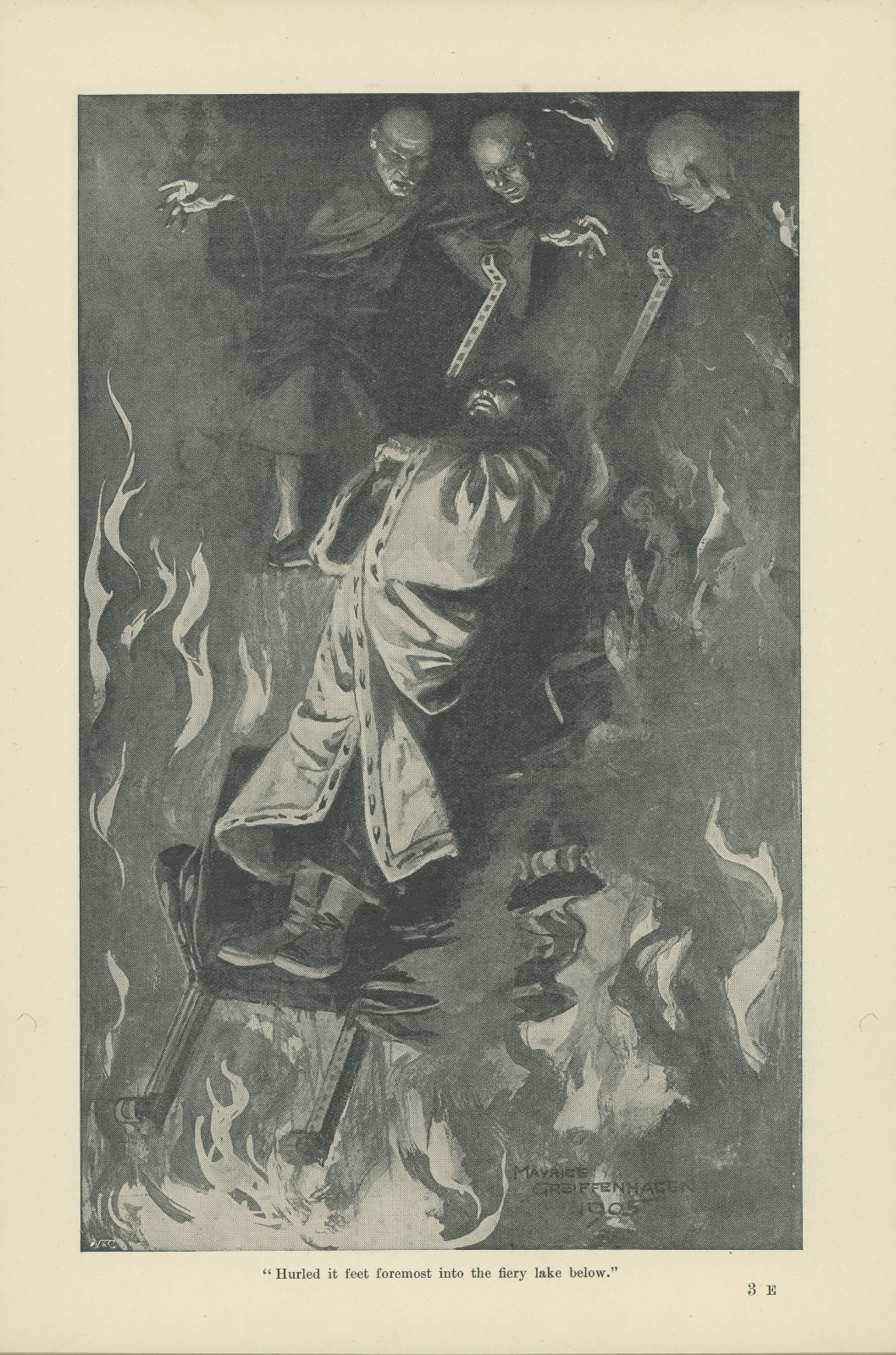 Hurled it feet foremost into the fiery lake below