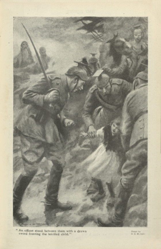 An officer stood between them with a drawn sword fronting the terrified child Anofficerthequiver