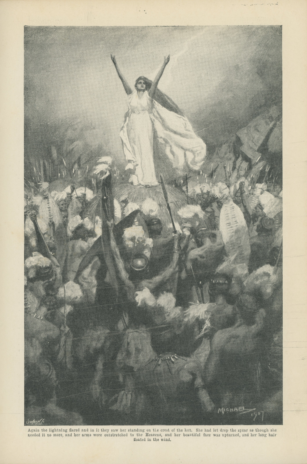 Again the lightning flared and in it they saw her standing on the crest of the hut Againthepearsonsmagazine257