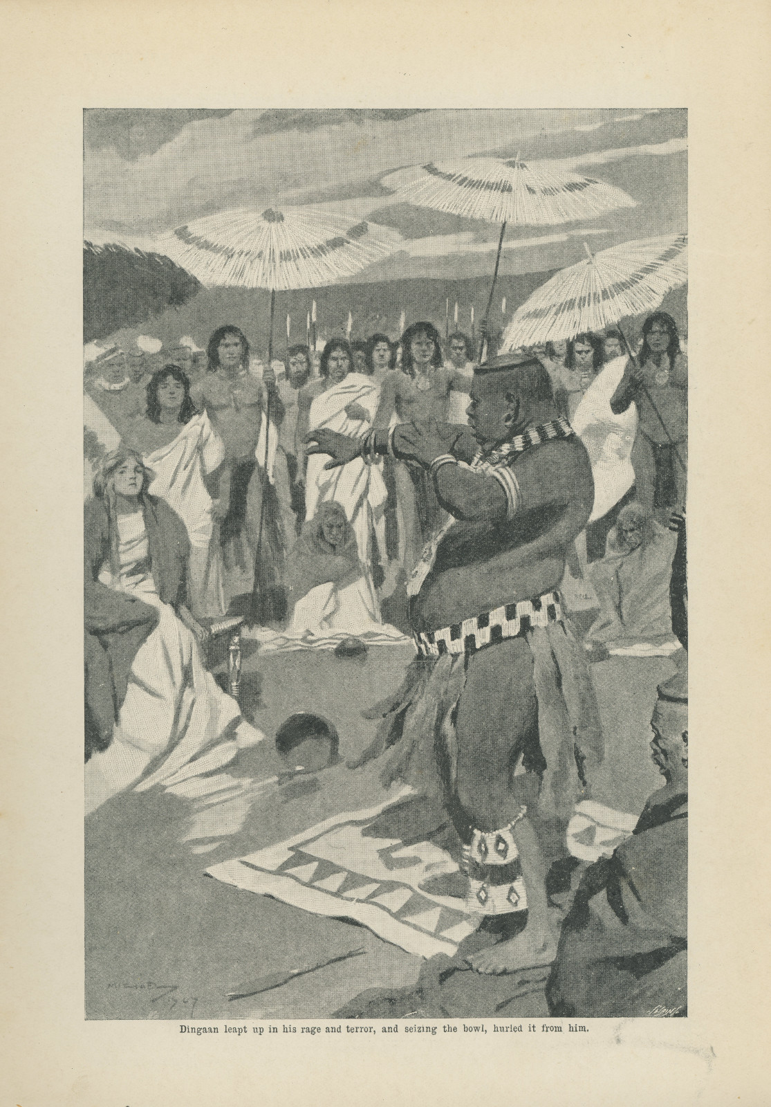Dingaan leapt up in his rage and terror, and seizing the bowl, hurled it from him Dingaanleaptpearsonsmagazine267