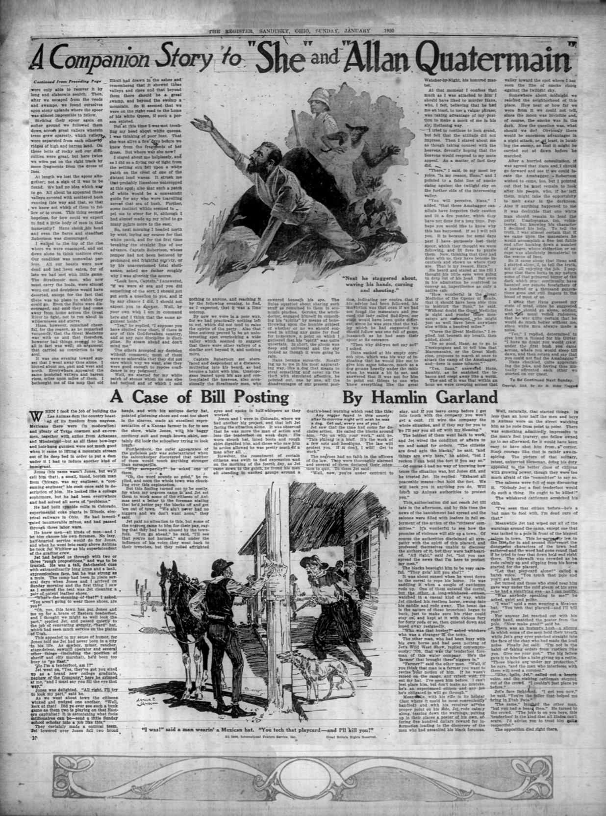 Next he staggered about, waving his hands, cursing and shouting Nexthesandusky11jan1920