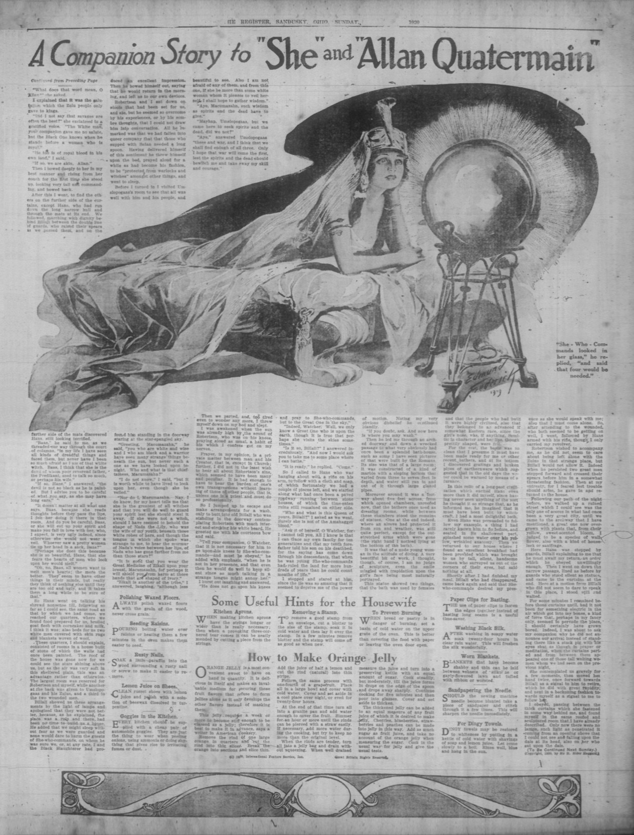 'She-Who-Commands looked in her glass,' he replied, 'and said that four would be needed' Shewhosandusky1feb1920