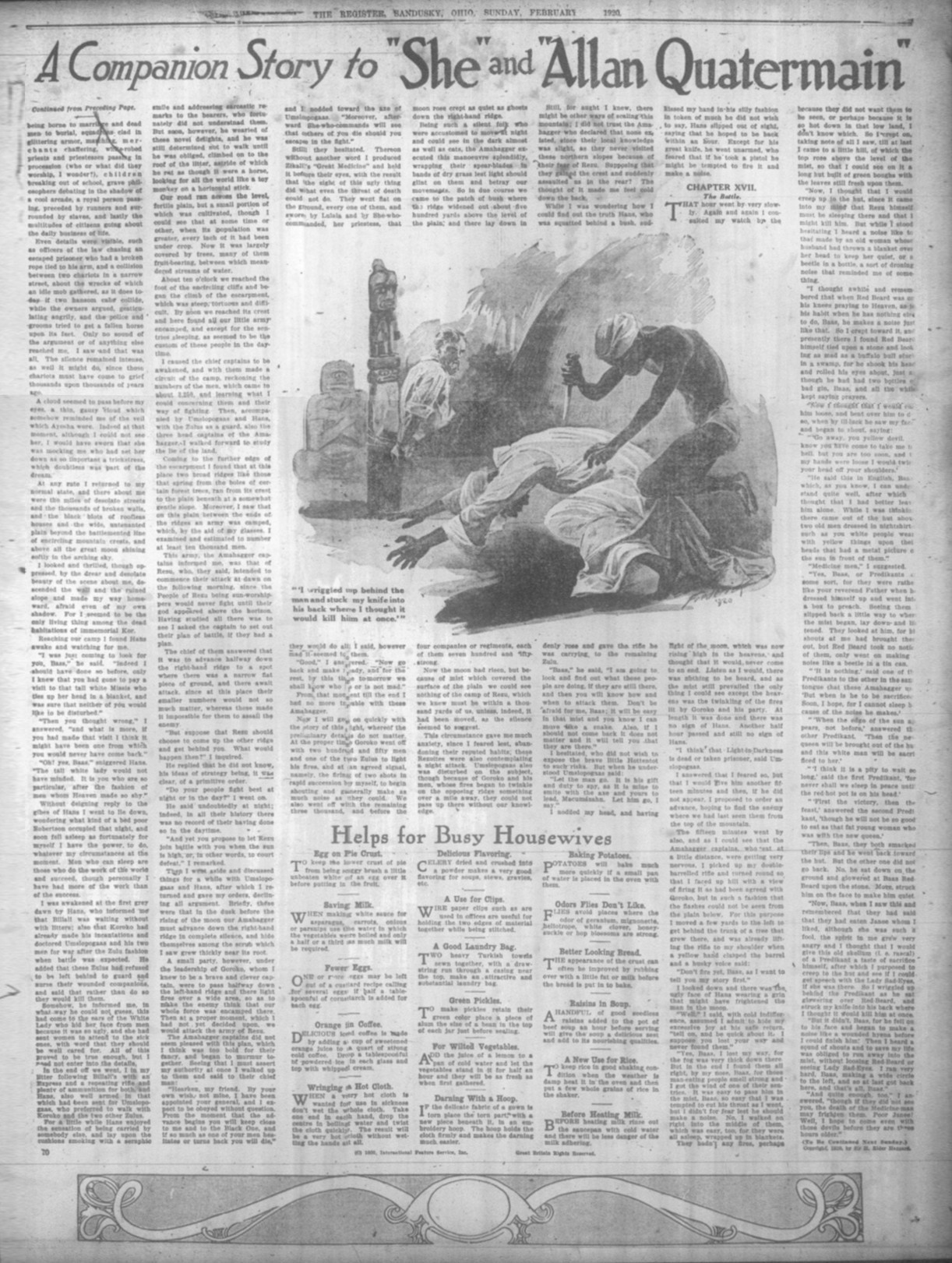 'I wriggled up behind the man stuck my knife into his back where I thought it would kill him at once' Iwriggledsandusky22feb1920