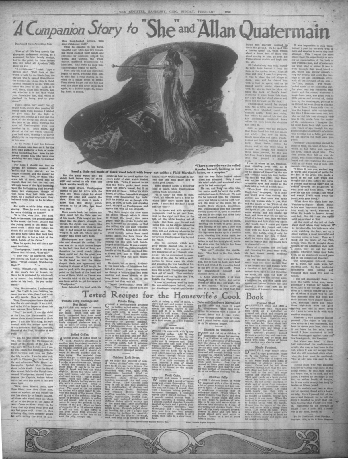 There at my side was the veiled Ayesha herself, holding in her hand a little rod made of black wood inlaid with ivory not unlike a Field Marshal's baton, or a sceptre Thereatsandusky29feb1920