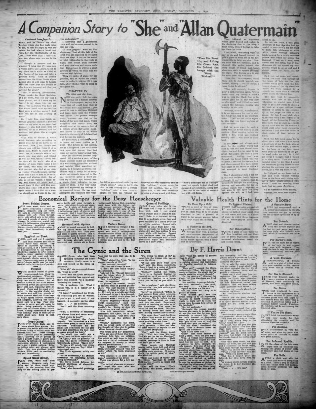 Then he stood up, and lifting his great axe, he saluted the Image with the word 'Makosi!' Thenhe21dec191939