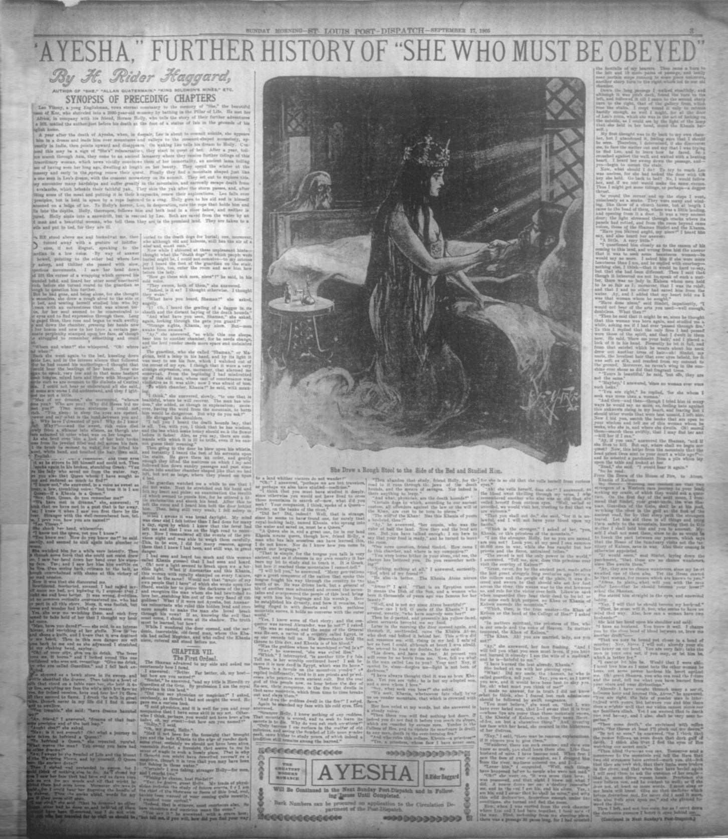 She drew a rough stool to the side of the bed and studied him Shedrewstlouisdispatch17sep1905