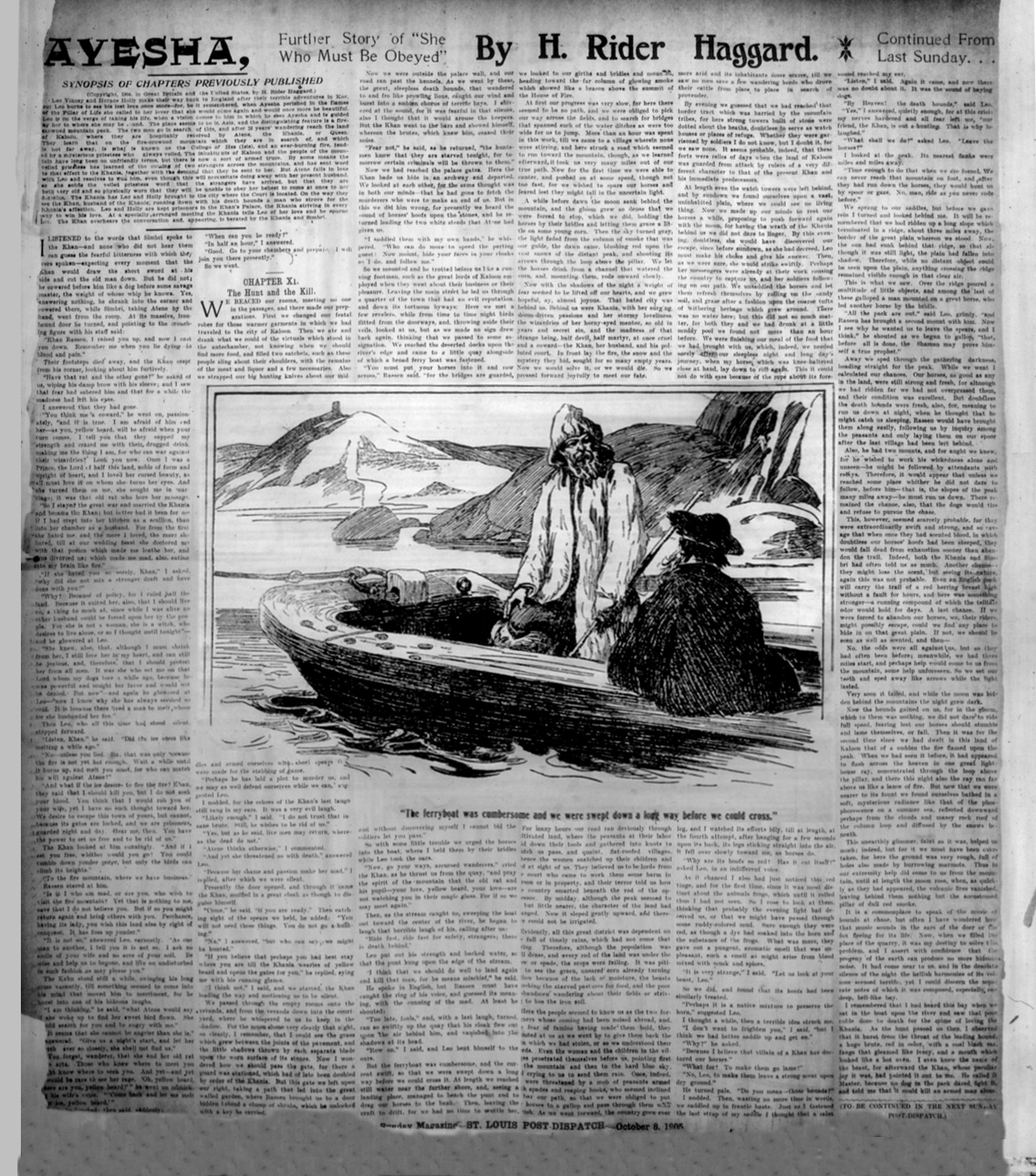 The ferryboat was cumbersome and we were swept down a long way before we could cross Theferryboatstlouisdispatch8oct1905