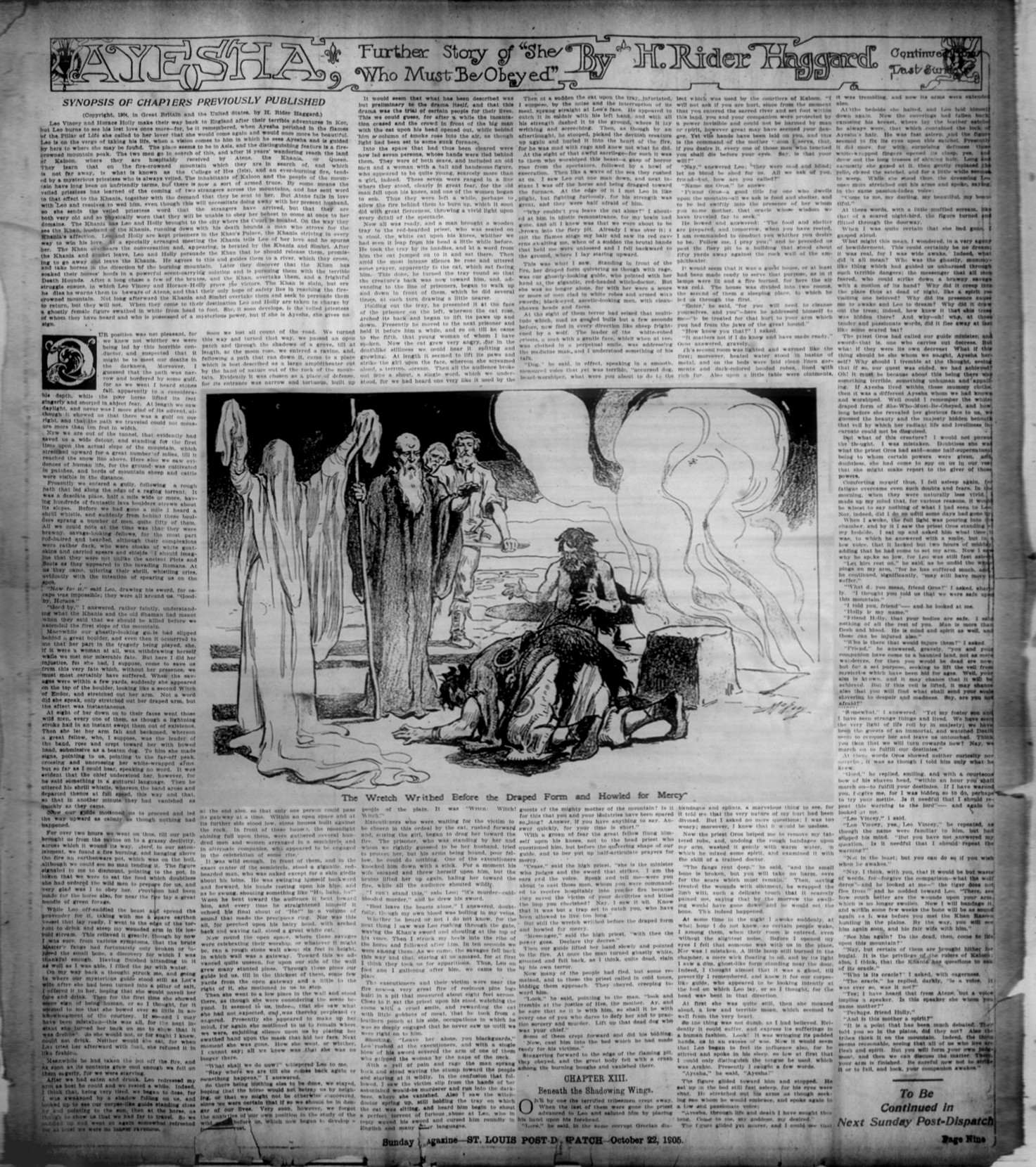 The wretch writhed before the draped form and howled for mercy Thewretchstlouisdispatch22oct1905