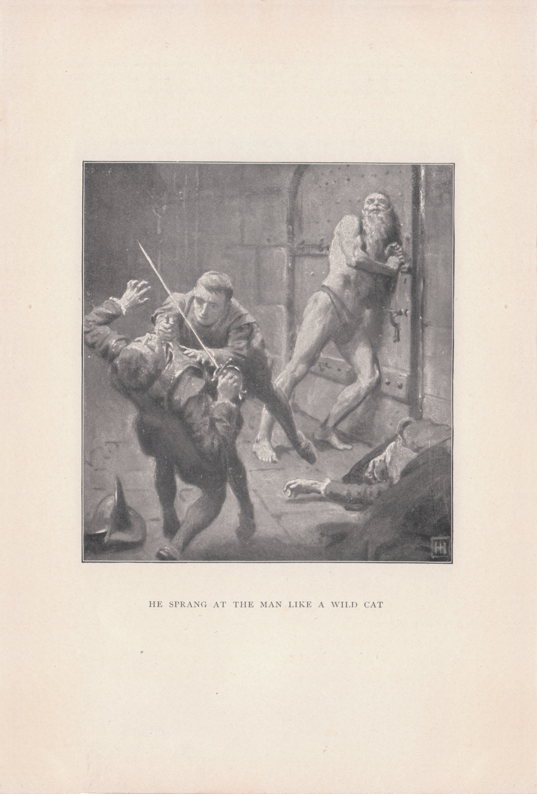 He sprang at the man like a wild cat.