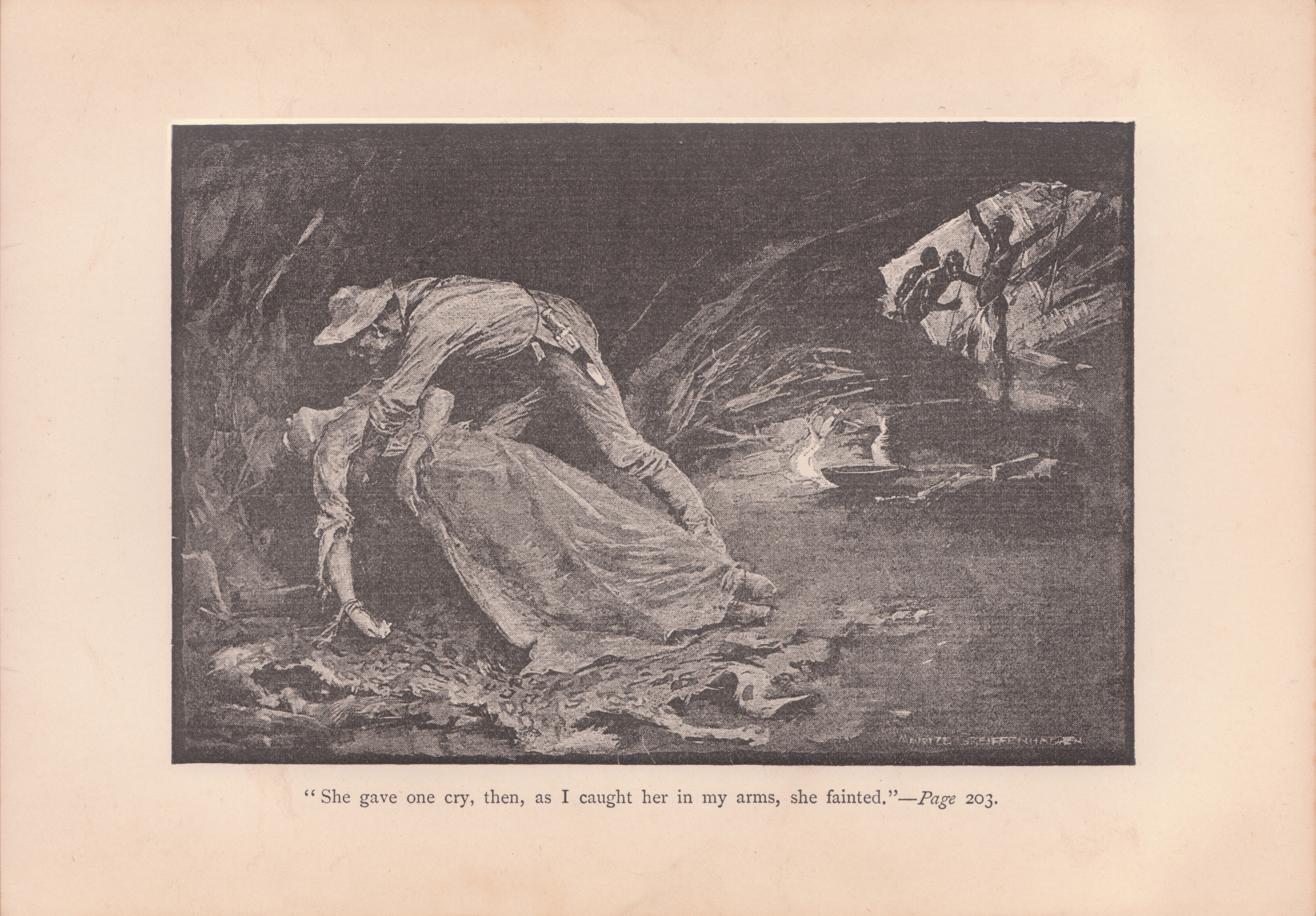 She gave one cry, then, as I caught her in my arms, she fainted