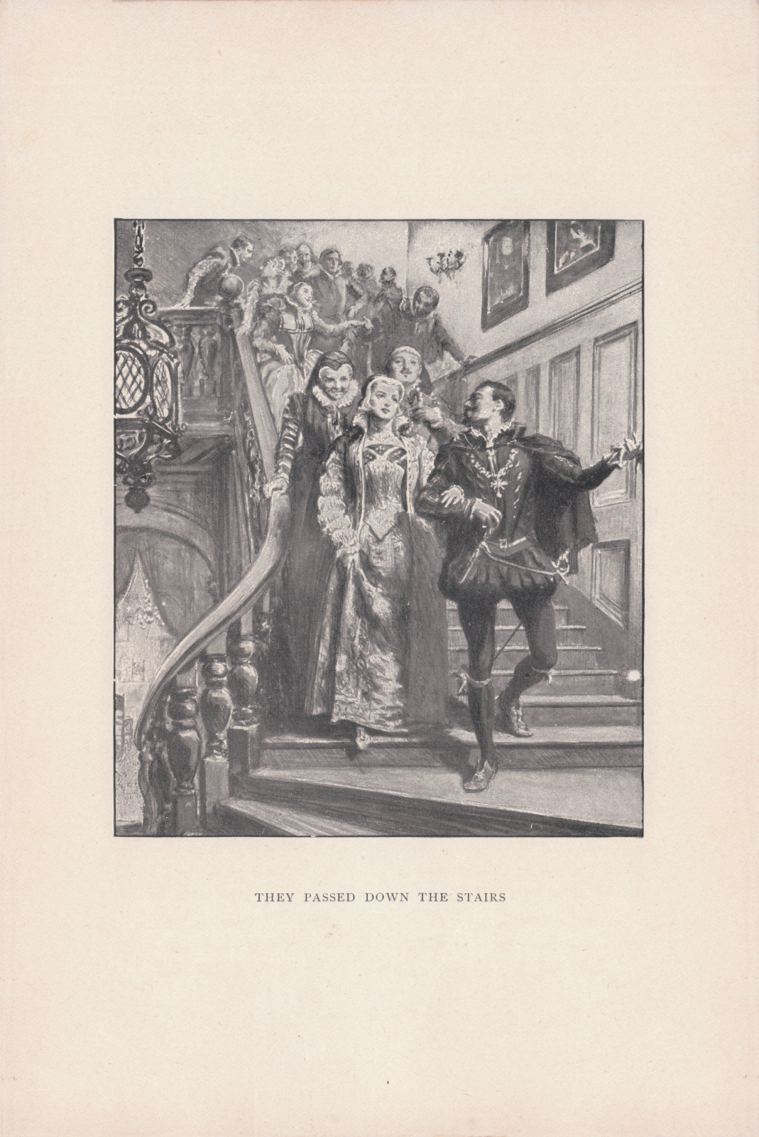 They passed down the stairs.