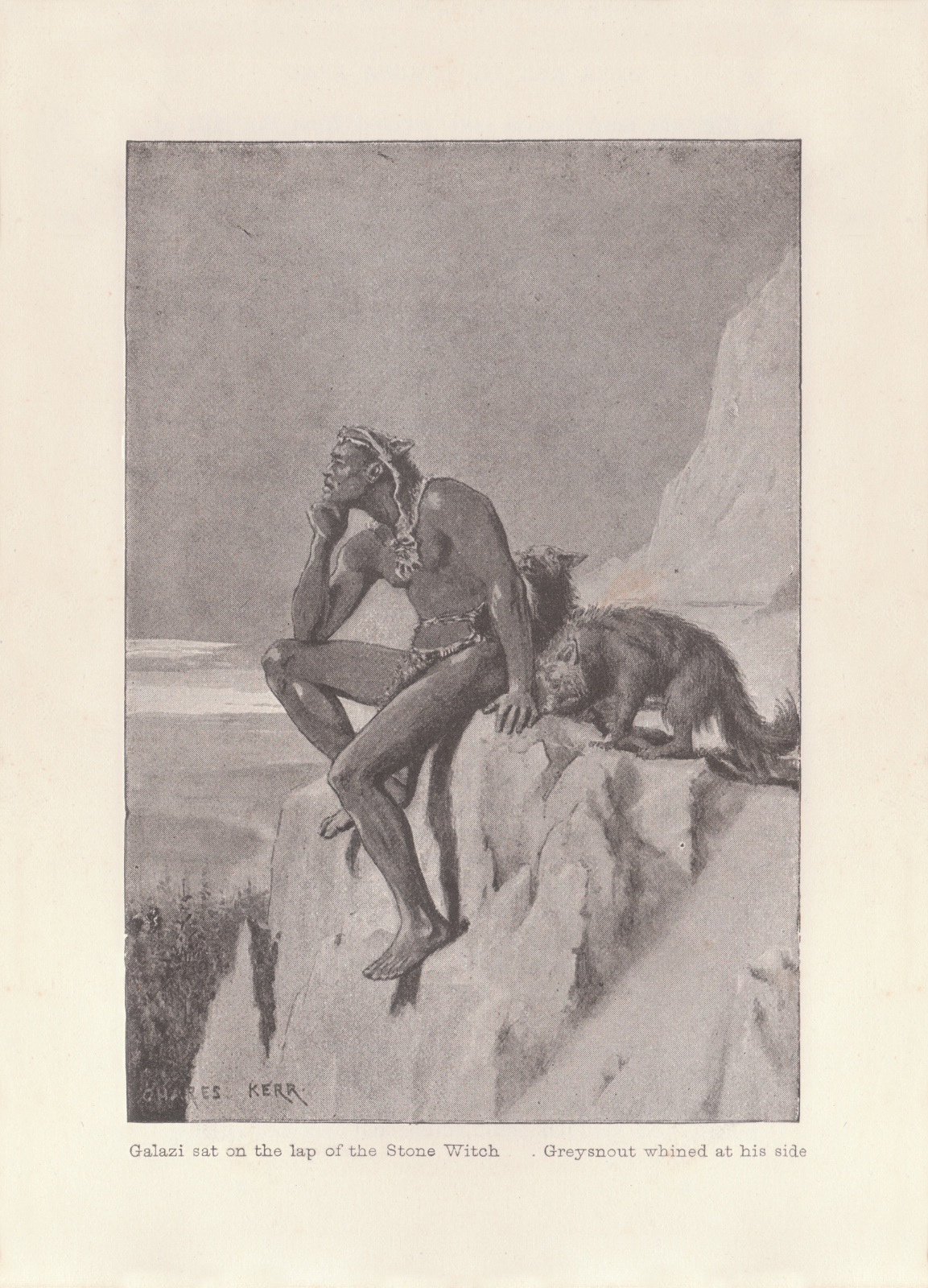 Galazi sat on the lap of the Stone Witch Greysnout whined at his side Galazisat266