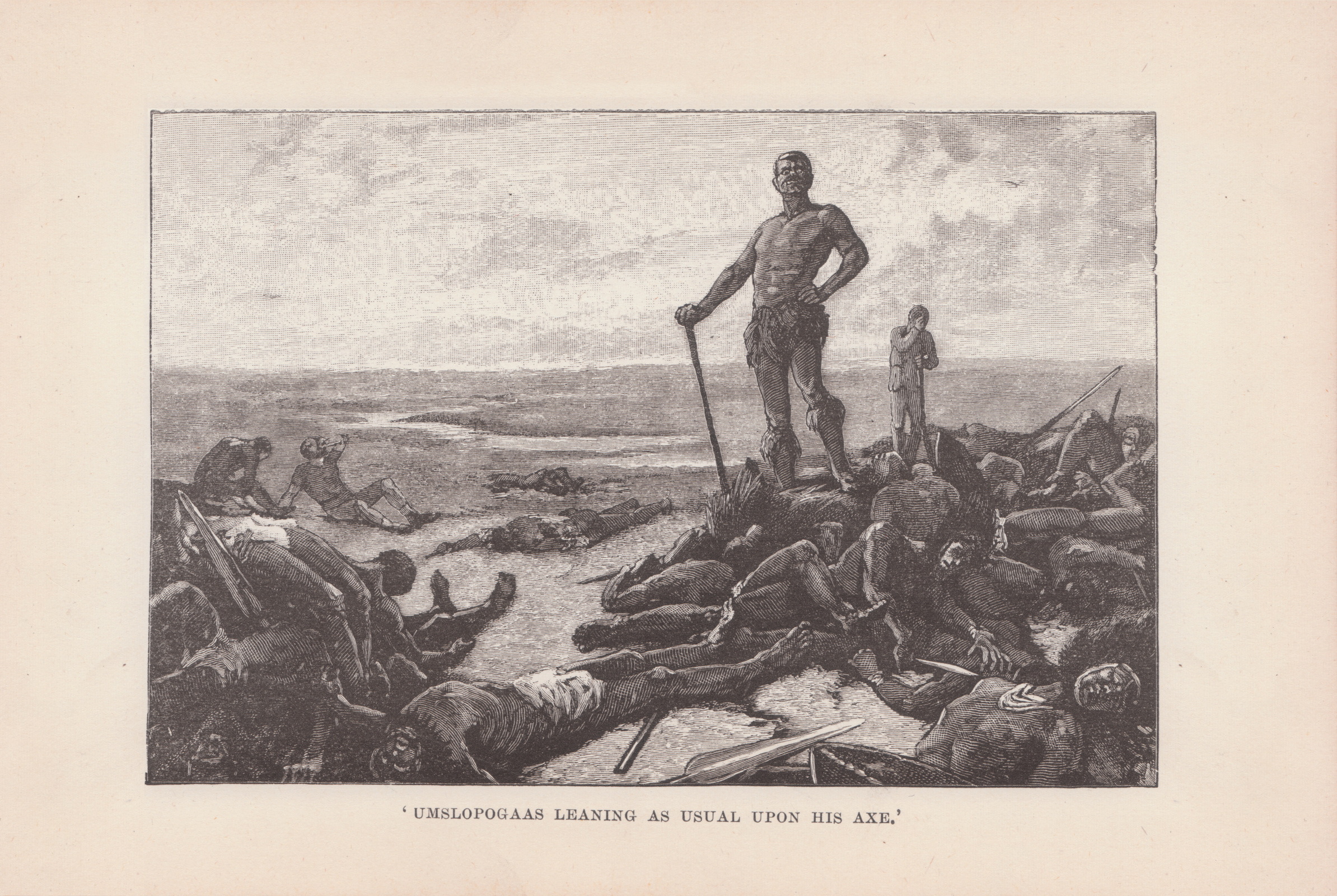 Umslopogaas leaning as usual upon his axe.