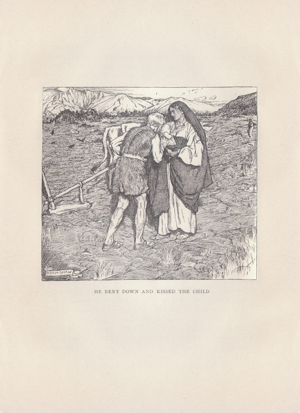 He bent down and kissed the child