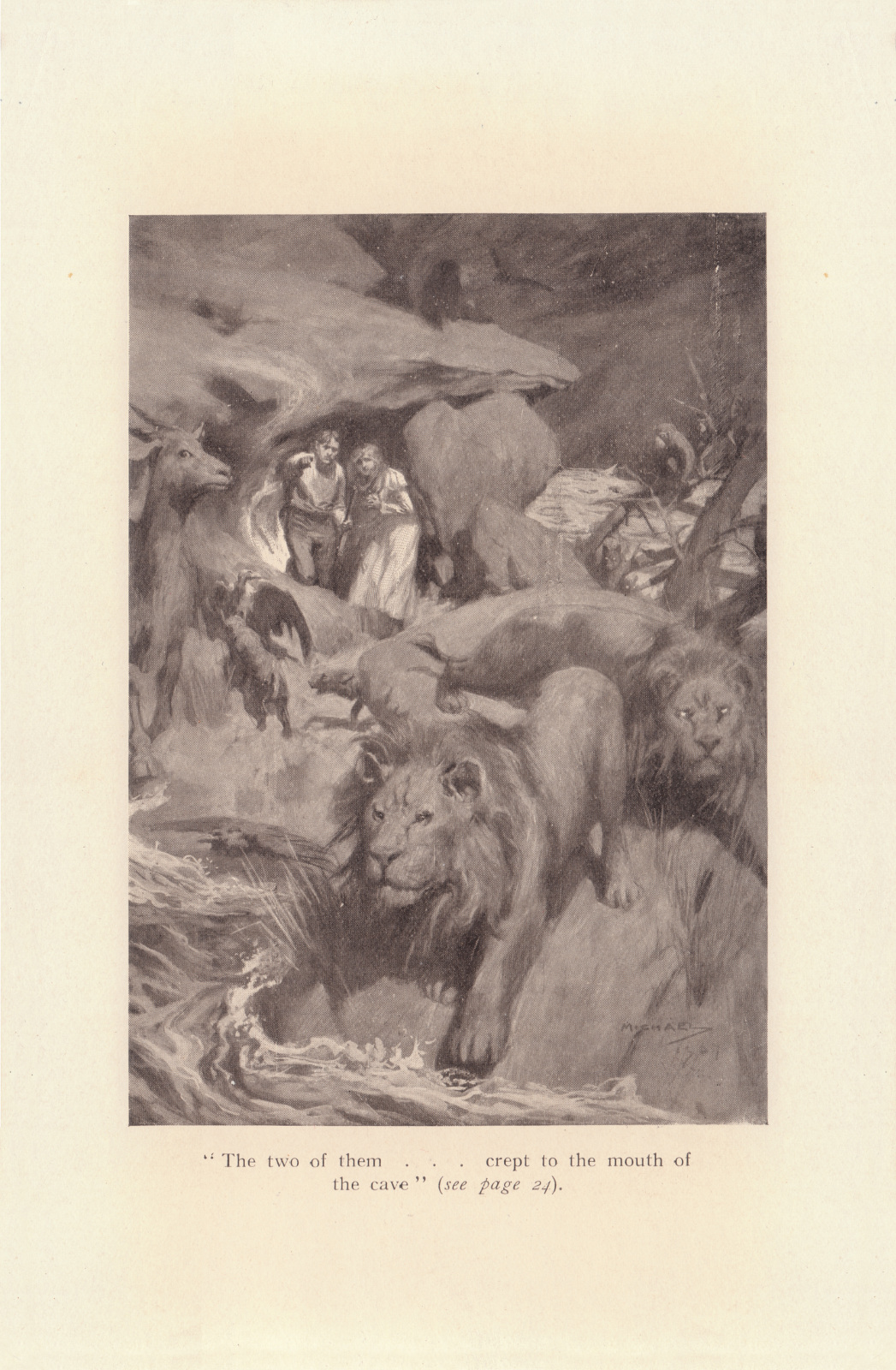 The two of them crept to the mouth of the cave