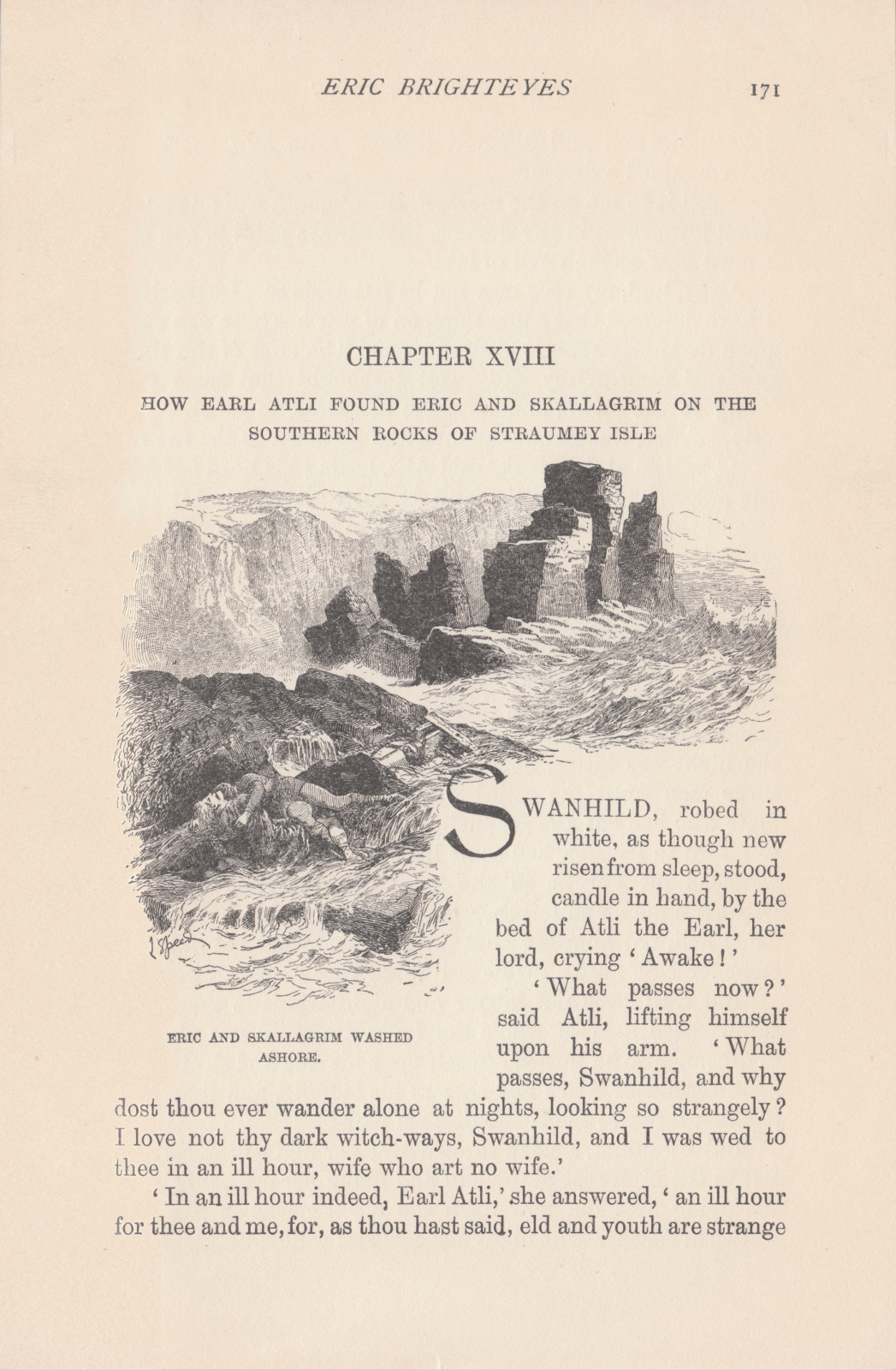 How Earl Atli found Eric and Skallagrim on the Southern Rocks of Straumey Isle