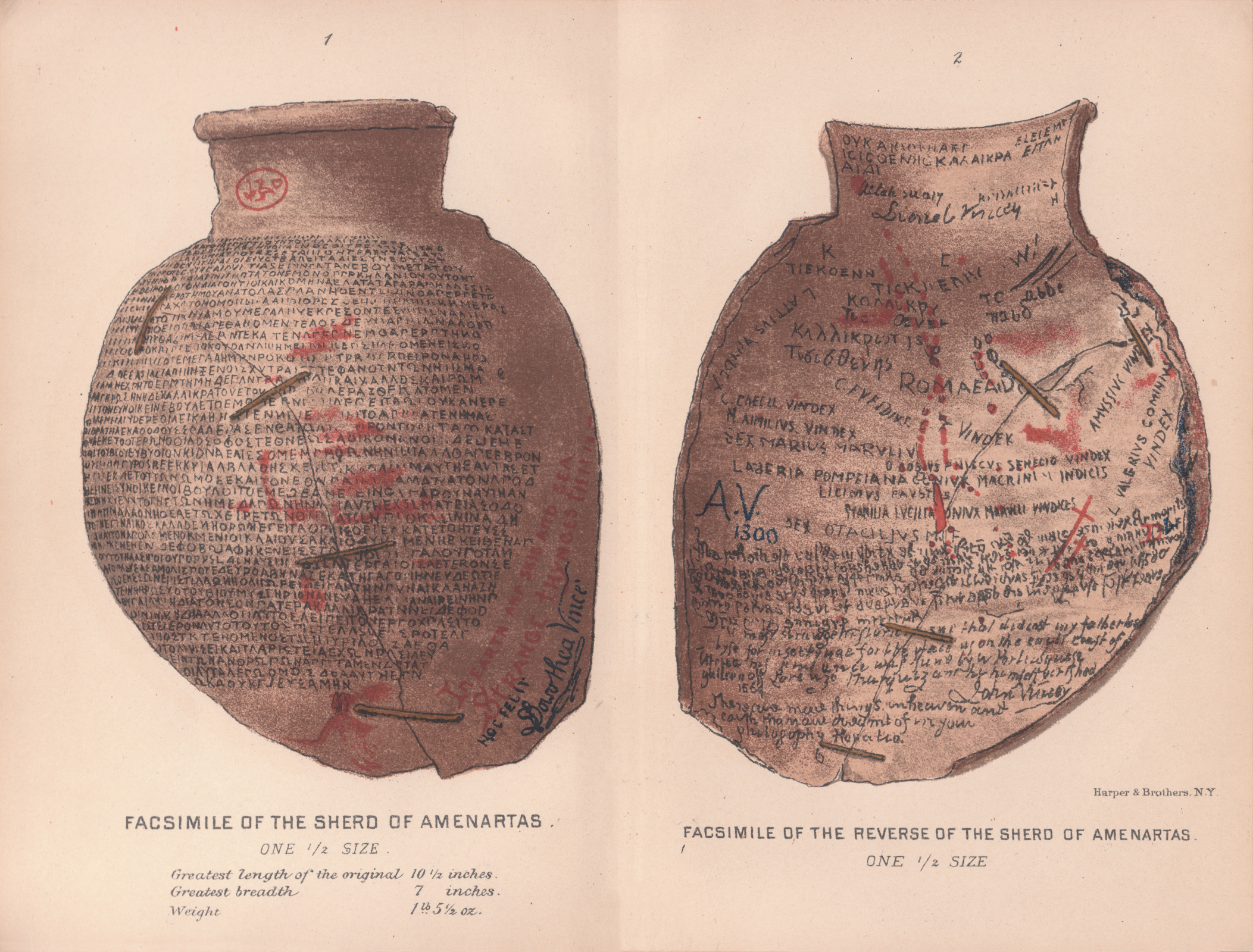 Facsimilie of the sherd of Amenartas one 1/2 size. Facsimilie of the reverse of the sherd of Amenartas, one 1/2 size. Facsimilieofharperfrontispiece