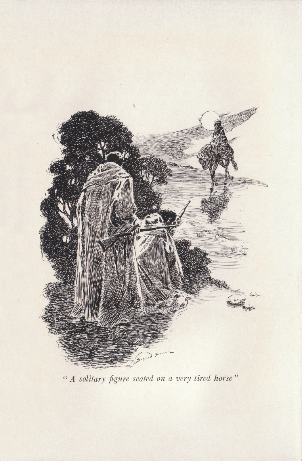 A solitary figure seated on a very tired horse Asolitary316