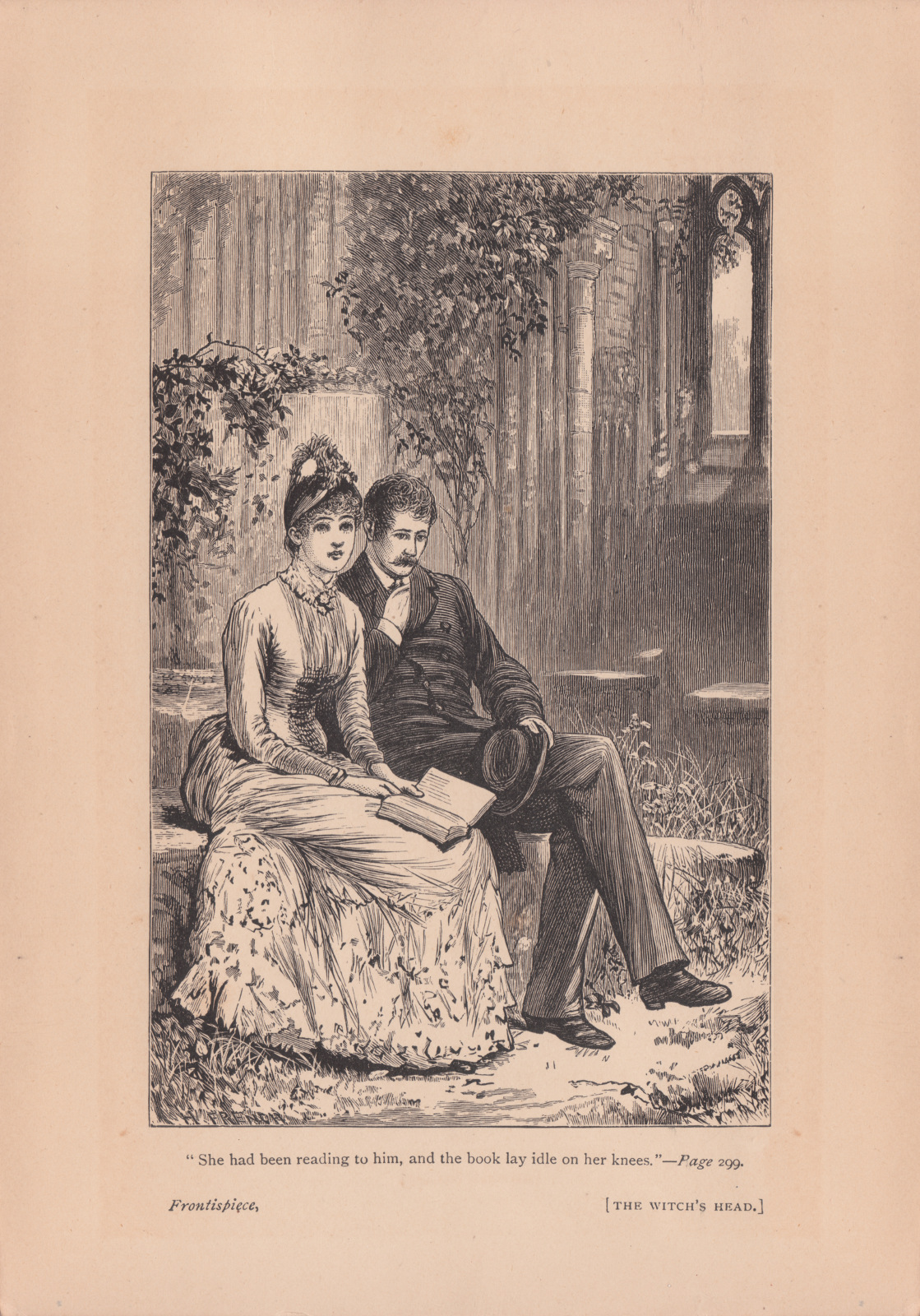 She had been reading to him, and the book lay idle on her knees.