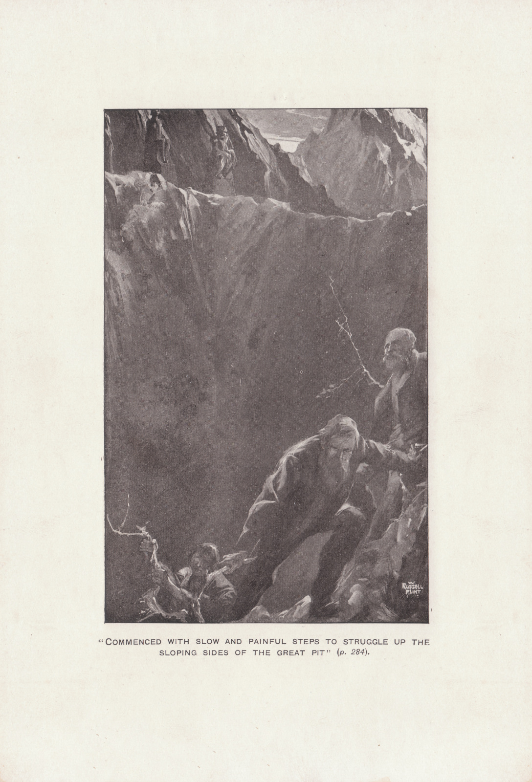 Commenced with slow and painful steps to struggle up the sloping sides of the great pit Commencedwithcassell1907284