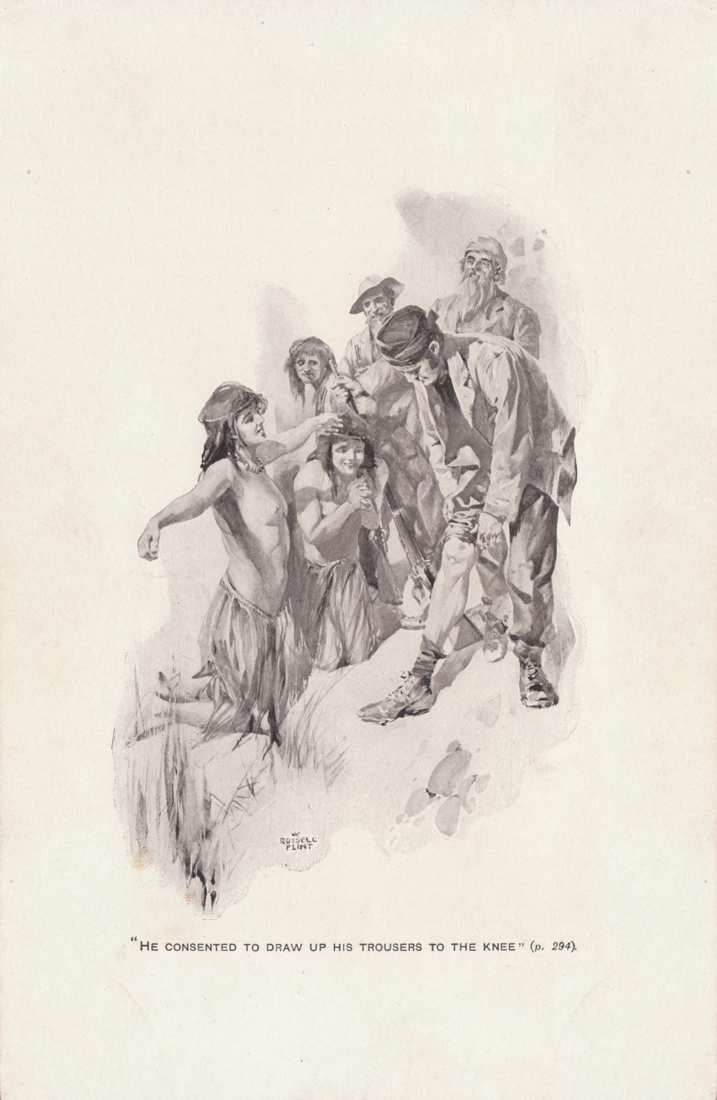 He consented to draw up his trousers to the knee