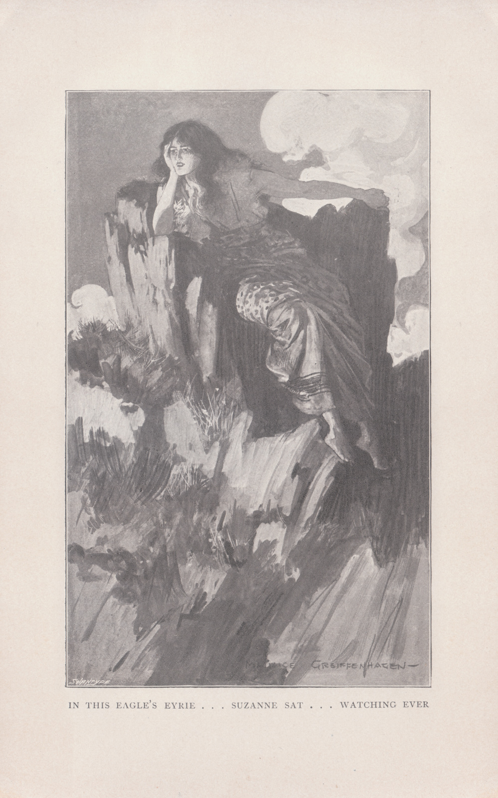 In this eagles' eyrie... Suzanne sat... watching ever