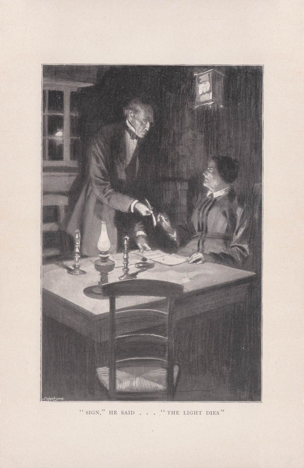 'Sign,' he said... 'the light dies'